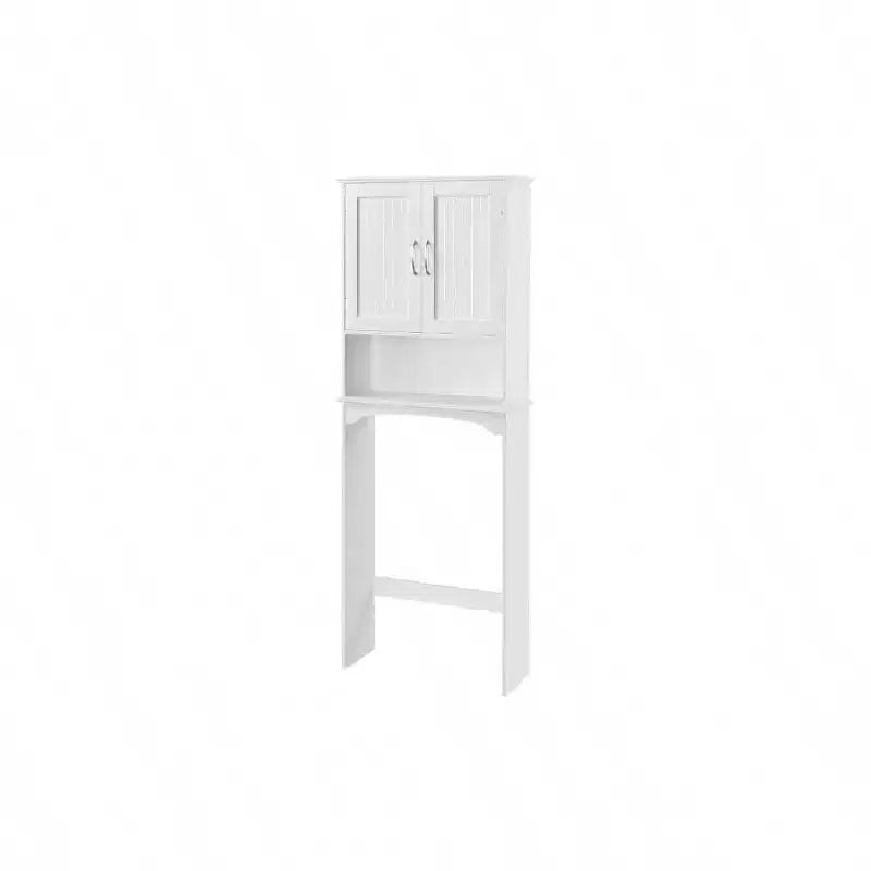 Over Toilet Cabinet Double Door Bathroom Storage Organizer White Toilet Rack with Adjustable Inner Shelf Open Storage Shelf