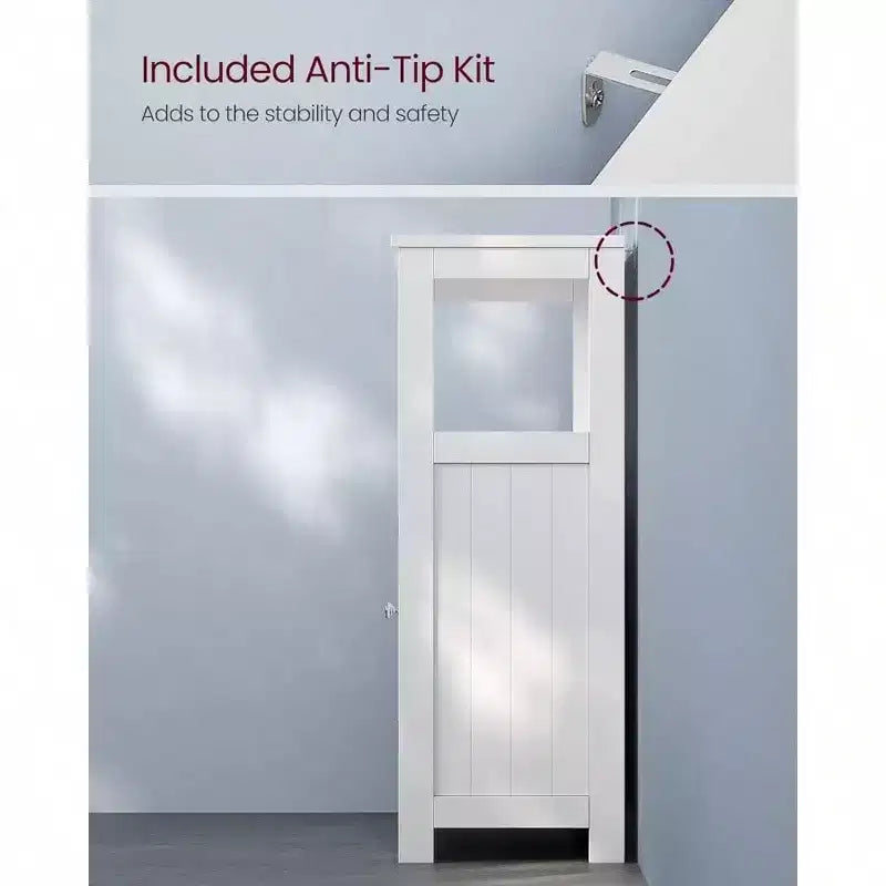 Meuble de Rangement au Sol, Autoportant avec Deux Portes Persiennes, Étagère Réglable, Blanc pour Salon, Entrée, Cuisine