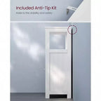 Meuble de Rangement au Sol, Autoportant avec Deux Portes Persiennes, Étagère Réglable, Blanc pour Salon, Entrée, Cuisine