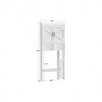 Meuble de rangement pour toilettes avec 2 portes de grange et support, blanc, étagère de salle de bain autoportante, économiseur d'espace pour salle de bain et buanderie