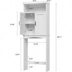 Meuble de rangement au-dessus des toilettes, étagère peu encombrante, organisateur de salle de bain blanc avec étagère réglable et doubles portes