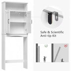 Meuble de rangement au-dessus des toilettes, étagère peu encombrante, organisateur de salle de bain blanc avec étagère réglable et doubles portes
