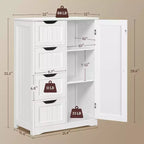 Meuble bas en bois blanc à 4 tiroirs et 1 placard, console autoportante pour entrée, organisateur de rangement de salle de bain
