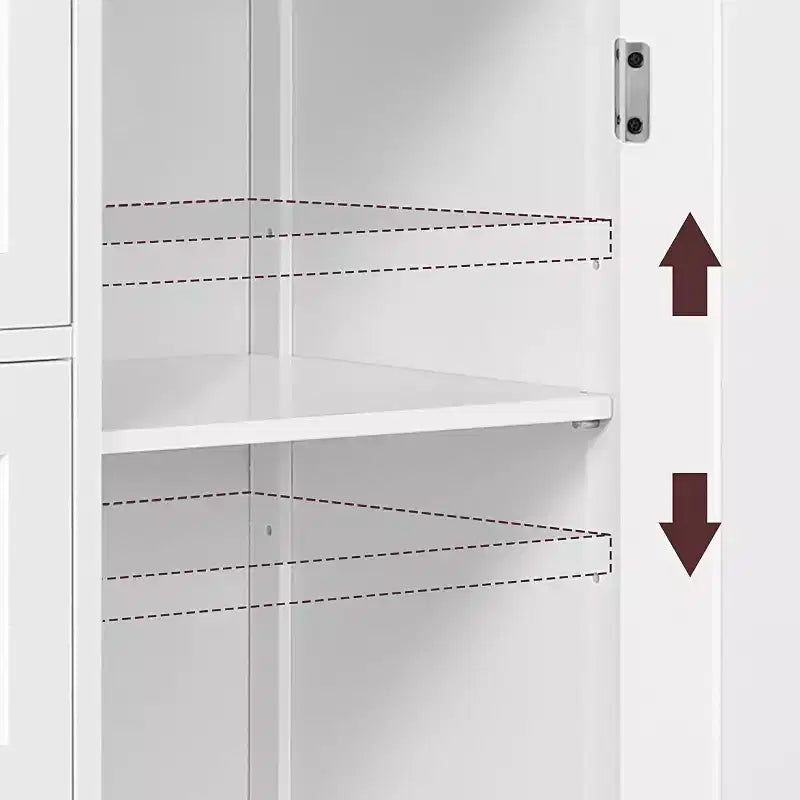 Meuble bas en bois blanc à 4 tiroirs et 1 placard, console autoportante pour entrée, organisateur de rangement de salle de bain