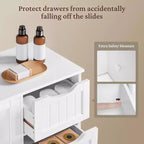 Meuble bas en bois blanc à 4 tiroirs et 1 placard, console autoportante pour entrée, organisateur de rangement de salle de bain