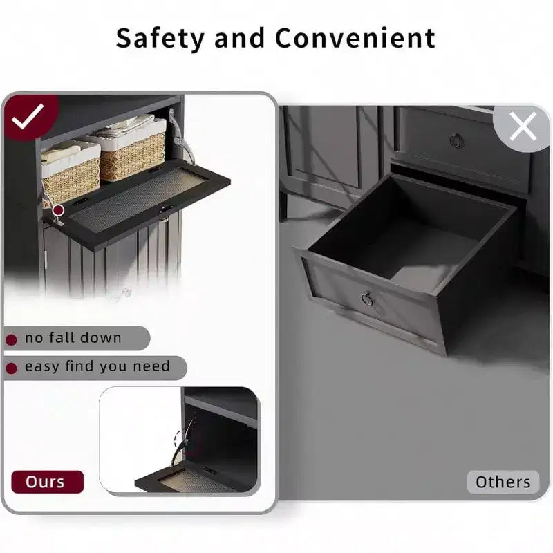 Meuble de salle de bain autoportant noir avec tiroir à abattant en verre, 2 portes, étagère réglable et rangements ouverts pour salle de bain, salon ou couloir