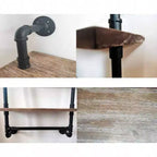 Étagère de Douche Murale Industrielle 2 Niveaux, 50,8 cm, en Bois Rustique avec Porte-Serviettes en Fer
