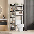 Étagère de rangement au-dessus des toilettes avec 8 niveaux – Grande capacité de rangement Étagère ouverte Organisateur de salle de bain autoportant Noir Gain de place
