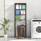 Étagère de Rangement Industrielle 4 Niveaux pour Toilettes avec Support de Papier Hygiénique, Organisateur Autonome Multifonctionnel