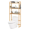 Costway Bamboo over the Toilet Storage Shelf w/3-tier Open Shelf Adjustable Shelves