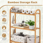 Étagère de rangement en bambou à installer au-dessus des toilettes avec 3 niveaux ouverts et étagères réglables