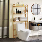 Étagère de rangement en bambou à installer au-dessus des toilettes avec 3 niveaux ouverts et étagères réglables