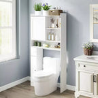 Meuble de rangement de salle de bain peu encombrant au-dessus des toilettes avec porte coulissante
