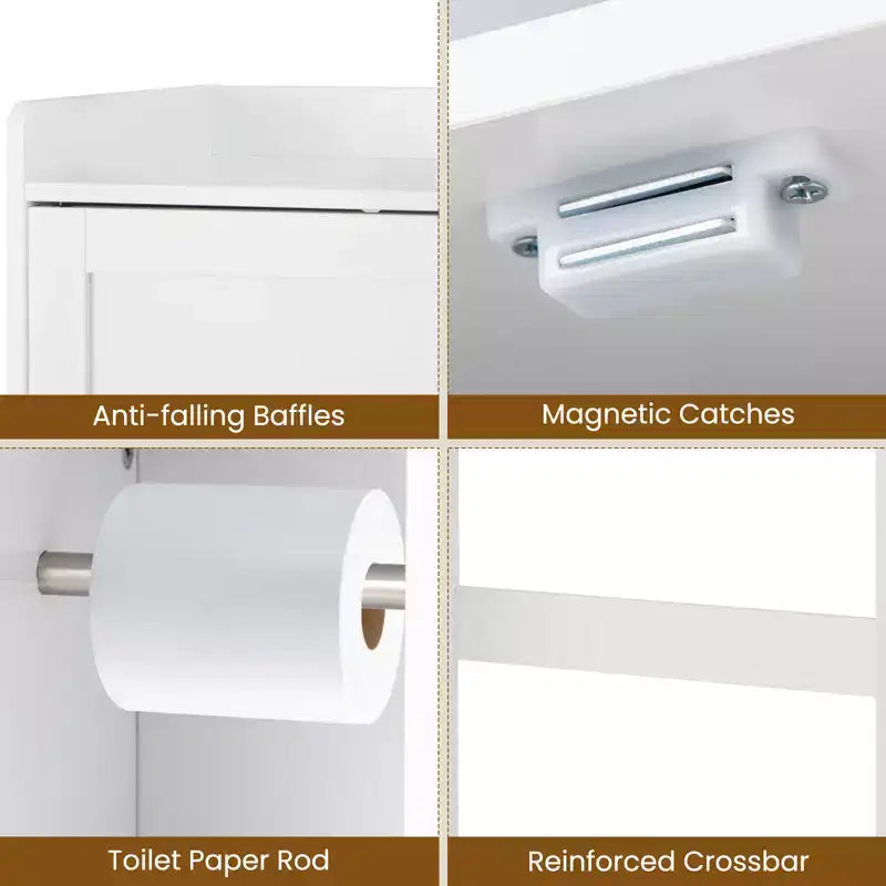 Meuble de rangement de salle de bain peu encombrant au-dessus des toilettes avec porte coulissante