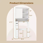 Meuble de rangement de salle de bain peu encombrant au-dessus des toilettes avec porte coulissante