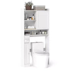 Meuble de rangement de salle de bain peu encombrant au-dessus des toilettes avec porte coulissante