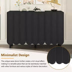 MAYEERTY Meuble à chaussures minimaliste de style crème, 5 pieds en bois massif, portes ondulées, étagères réglables, blanc