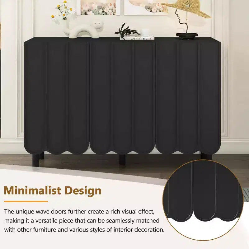 MAYEERTY Meuble à chaussures minimaliste de style crème, 5 pieds en bois massif, portes ondulées, étagères réglables, blanc
