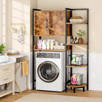 Meuble de rangement sur toilettes à portes magnétiques, étagère autoportante au-dessus des toilettes, marron rustique, robuste, pieds réglables