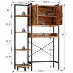 Meuble de rangement sur toilettes à portes magnétiques, étagère autoportante au-dessus des toilettes, marron rustique, robuste, pieds réglables