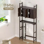 Meuble de rangement au-dessus des toilettes avec porte-papier toilette, étagère de salle de bain, organisateur, quatre portes, pieds imperméables, gain de place, étagère anti-renversement.