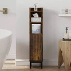 Small Bathroom Storage Cabinet Corner Floor Narrow Toilet Paper Cabinet with Door and Shelves Bathroom