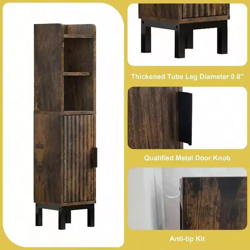 Meuble de Rangement d'Angle Étroit pour Petites Salles de Bain avec Porte et Étagères