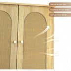 Meuble de rangement WC en rotin sur l'étagère Armoire en bois avec support métallique Organisateur de salle de bain Étagère réglable Autoportant grand