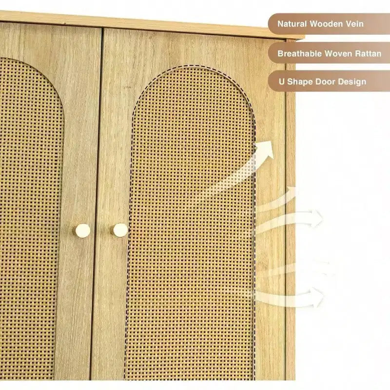 Meuble de rangement WC en rotin sur l'étagère Armoire en bois avec support métallique Organisateur de salle de bain Étagère réglable Autoportant grand