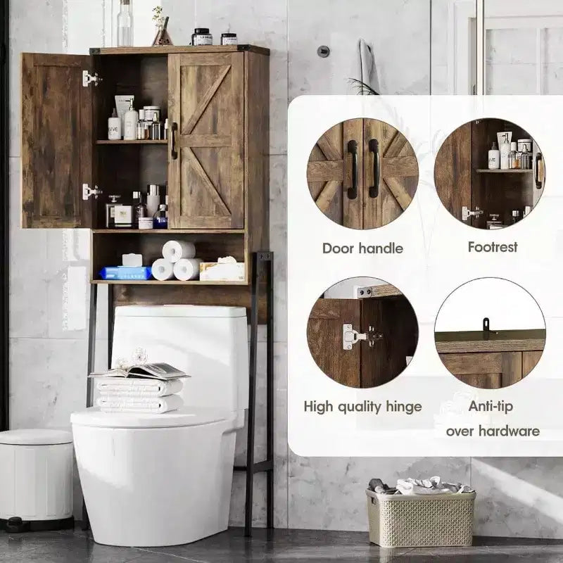 Meuble de rangement pour toilettes avec 2 portes, organisateurs de salle de bain avec dispositif anti-basculement, organisateur de toilettes