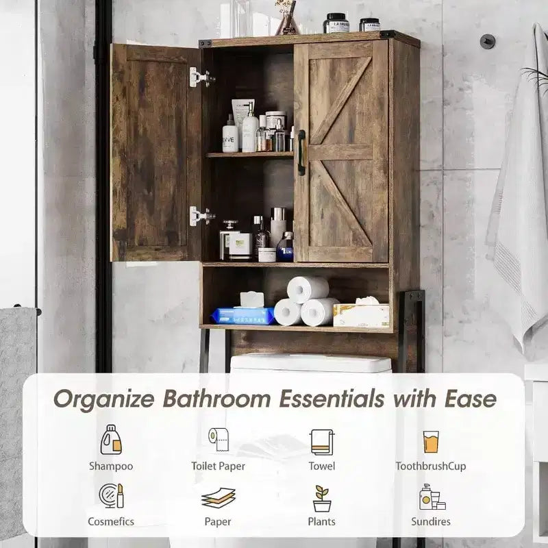 Meuble de rangement pour toilettes avec 2 portes, organisateurs de salle de bain avec dispositif anti-basculement, organisateur de toilettes