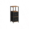 Corner Cabinet, 4 - Tier Shelf Stand with 2 Drawers, Narrow Storage Cabinet, Rustic Brown and Black, Bathroom Living Room Floor Cabinet