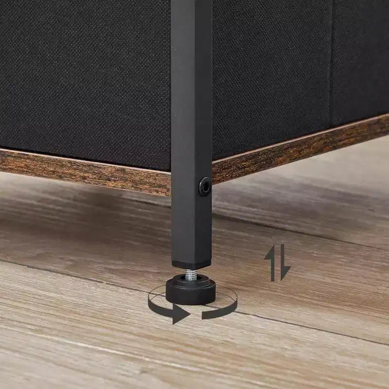 Meuble d'angle, étagère à 4 niveaux avec 2 tiroirs, meuble de rangement étroit, marron rustique et noir, meuble de rangement au sol pour salle de bain et salon