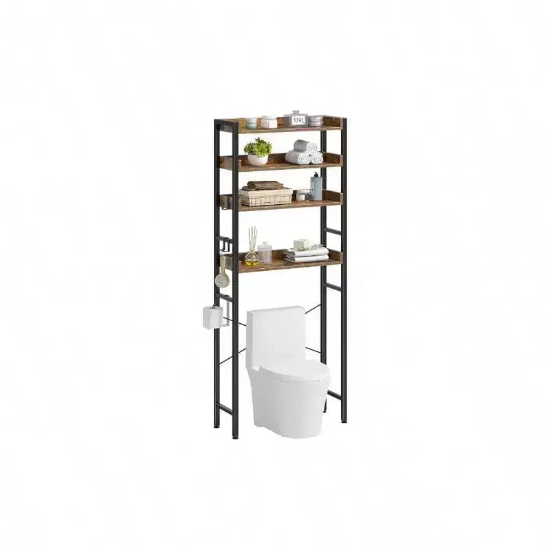 Over Toilet Storage Rack 3 Tier Bathroom Space Saver with Adjustable Shelves Rustic Brown Organizer Washroom Bathroom