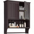 Bathroom Cabinet Wall Mount with 2 Doors Adjustable Shelf Wooden Over Toilet Storage White Modern Design Space Saving