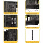 Meuble bas de ferme 2 portes coulissantes type grange 3 niveaux en bois rustique Armoire de rangement murale Étagère réglable Barre porte-serviettes Fixation murale Salle de bain