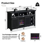 Meuble TV Bestier 61 avec cheminée pour téléviseurs jusqu'à 65 pouces, meuble de divertissement style ferme avec porte de grange et cheminée électrique de 23 pouces avec télécommande