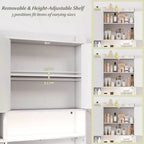Étagère au-dessus des toilettes Meuble de rangement autoportant au-dessus des toilettes avec armoire à 2 portes Blanc/Marron/Gris