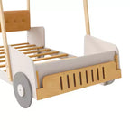 Lit de voiture double/complet TUYOHW avec oreiller et tissu de plafond, lit à baldaquin naturel pour enfants, lit plateforme Montessori en bois de pin massif avec support à lattes