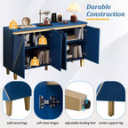 TUYOHW 60 Buffet bicolore, en placage de bois vieilli, avec 4 portes, étagères réglables, charnières à fermeture amortie, pour salle à manger, cuisine