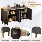 TUYOHW 60 Buffet bicolore, en placage de bois vieilli, avec 4 portes, étagères réglables, charnières à fermeture amortie, pour salle à manger, cuisine