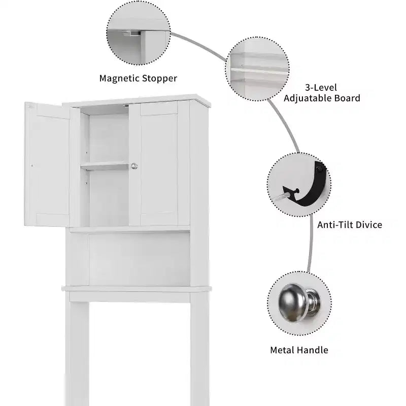 Armoire de rangement au-dessus des toilettes (Blanche)