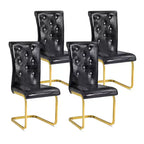 Lot de 4 Chaises de Salle à Manger Rembourrées en Similicuir avec Détails de Boucle en Cristal et Pieds en Métal Durables