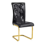 Lot de 4 Chaises de Salle à Manger Rembourrées en Similicuir avec Détails de Boucle en Cristal et Pieds en Métal Durables