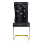 Lot de 4 Chaises de Salle à Manger Rembourrées en Similicuir avec Détails de Boucle en Cristal et Pieds en Métal Durables