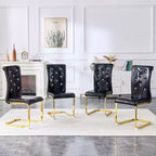 Lot de 4 Chaises de Salle à Manger Rembourrées en Similicuir avec Détails de Boucle en Cristal et Pieds en Métal Durables