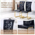 Lot de 4 Chaises de Salle à Manger Rembourrées en Similicuir avec Détails de Boucle en Cristal et Pieds en Métal Durables