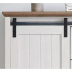 Commode 5 tiroirs avec porte coulissante de style grange, étagères réglables et poignées en métal pour un style fermier