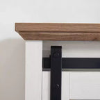 Commode 5 tiroirs avec porte coulissante de style grange, étagères réglables et poignées en métal pour un style fermier