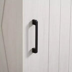 Commode 5 tiroirs avec porte coulissante de style grange, étagères réglables et poignées en métal pour un style fermier